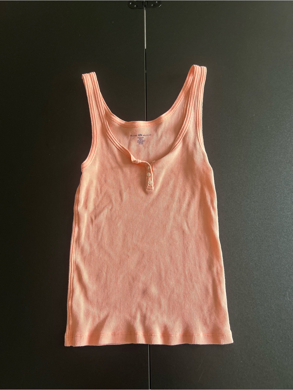 Brandy Melville Peach Ribbed Henley Tank